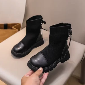 Autumn Spring Children Knitted Shoes Soft Sole Casual Boots for Girls