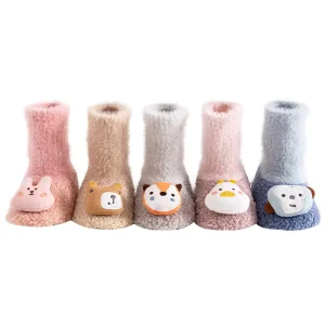 Autumn Thickened Coral Fleece ODM Zhejiang Baby Shoes Socks Cartoon Doll Children Toddler Floor Socks
