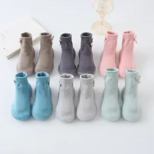 Autumn Toddler Shoes Baby Boys Girls Solid Color Children Socks Shoes Rubber Sole for Baby Leaning to Walk