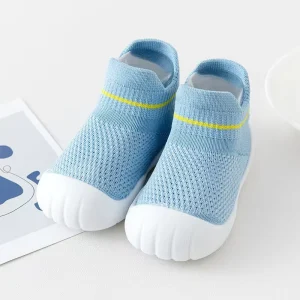 Autumn Toddler Shoes for Boys Girls Aged 6 Months 3 Years Old Breathable Mesh Knitted Soft-Sole Non-Slip Slip-On PU Checkered