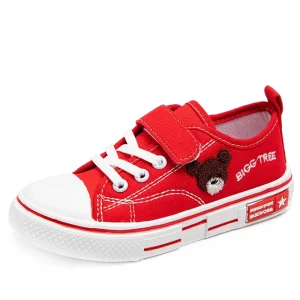 Autumn Unisex Casual Ankle High Canvas Shoes for Boys and Girls Non Slip Solid Bottom with Trendy Cartoon Embroidery Design