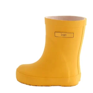 Autumn Unisex Kids Midi Waterproof Anti-Slip Rubber Rain Boots with Cotton Lining