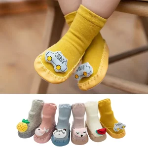 Autumn Winter Animal Head Cartoon Baby Toddler Shoes Floor Short Socks Doll Leather Bottom In Stock Needle Detection