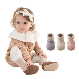 Autumn Winter Baby Shoes Toddler Shoes Non-slip Soft Bottom Waterproof Socks Indoor Newborn Cotton Shoes Cartoon Coral Fleece