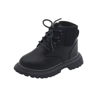 Autumn Winter Children Boots Boys Girls PU Leather Boots Plush Fashion Waterproof Non-slip Warm Kids Ankle Boots Dropshipping
