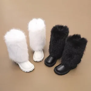 Autumn Winter Children’s Waterproof Thermal Light Ankle Snow Boots with Zip Closure Plush Cotton Baby Boots