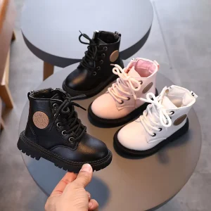 Autumn Winter Kids Boots Girls Boys Fashion Leather Boots Soft Bottom Non slip Waterproof Keep Warm Children Running Shoe