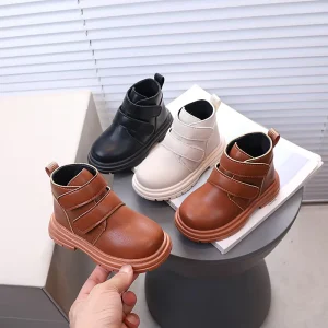 Autumn Winter Kids Casual Ankle Boots for Martin Design Non Slip Rubber Sole PU Material Slip On for Outdoor Use