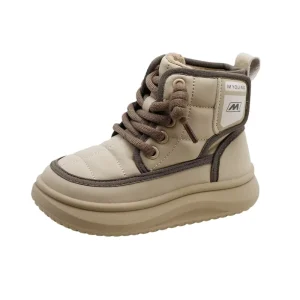 Autumn Winter Kids Microfiber Upper Non-Slip Short Boots Plush Warm Snow Boots for Boys and Girls Toddler Warm Cotton Shoes