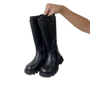 Autumn Winter New Kids Fashion Boots Children Knee High Boots Baby Boys Girl Motorcycle Black High Boots