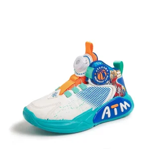 Autumn Winter New Youth Leather Polyurethane Swivel Buckle Casual Basketball Shoes Soft Sole Boys Girls School Running Shoes