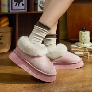 Autumn Winter Plush Warm Thick Sole Cotton Shoes Home Outdoor Wear Comfortable for Men and Women Solid Color