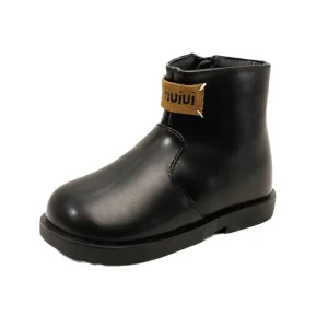 Autumn Winter Toddler Trekking Boots Genuine Leather Fashion Boots for Kids Boys and Girls with Zip Closure