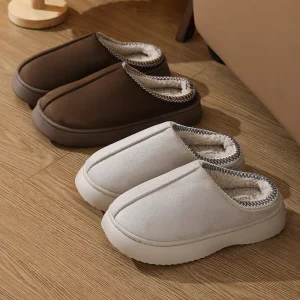Autumn Winter Warm Fuzzy Cloud Slides Custom House Indoor Fur Shoes PVC Outsole Anti Slip Comfortable New Design for Men Women