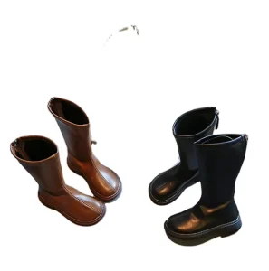 Autumn Winter Western Thick sole Girls Shoes Long Boots Children Kids Knee High Leather Boots
