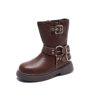 Autumn Winter Zipper Kid Mid-length Boots Mesh Lining Children’s Boys Girls Fashion Soft Sole Leather Ankle Boots