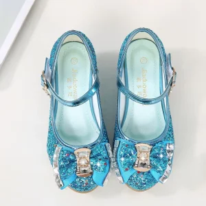 Autumn on Sale New Girls’ Small High Heeled Leather Shoes Soft Sole Can Customize logo Kids Dancing Shoes