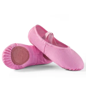 BW49 Premium Split Sole Canvas Ballet Shoes Slip Soft Genuine Leather Outsole Unisex Girls Boys Classical Dance