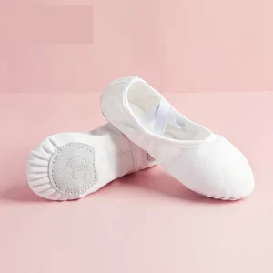 BW49 White Canvas Split Sole Ballet Shoes Slip on Paw Soft Sole Girls Kids Adults Sport Modern Classical Dance
