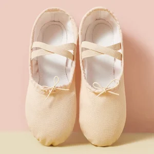 BW78 Children Canvas Lace Up Ballet Dance Shoes Non Slip Soft Sole For Classical Dance Stage Performance Training