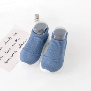 Baby Ankle Sock Shoes Solid Breathable Polyester Knit Non-slip Soft Sole Boys Girls Toddler Pre-Walker Custom Logo