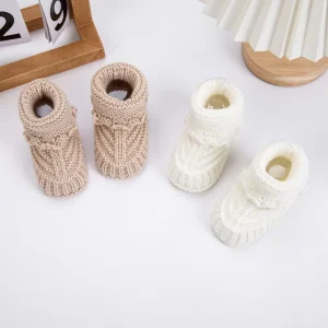Baby Booties Newborn First Walkers Cozy Shoes Warm Knitted Soft Booties for Toddler Infant Boy Girl
