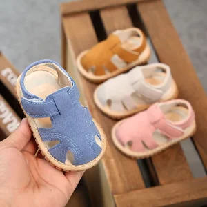 Baby Boy Girl Summer Squeaky Sandals Infant Closed Toe Non Slip Shoes Toddler First Walkers M3692