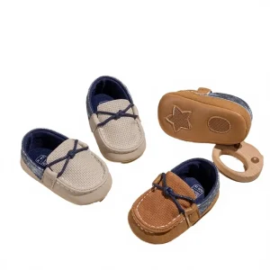 Baby Boy Loafer Moccasin Gommino Dress Shoes Steel Toe Anti Slippery Breathable Lightweight PU Upper Cotton