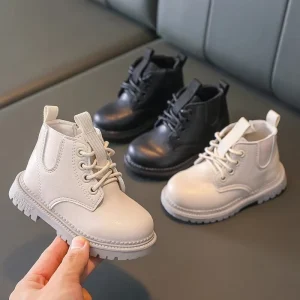 Baby Boys Boots for Kids Girls Booties Leather Shoes Soft Sole Fashion Boots Waterproof Non-slip Plush Boy Running Shoes