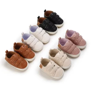 Baby Boys Girls Non-Slip Rubber Sole PU Sneakers Infant First Walking Shoes Toddler Crib Shoes Newborn Loafers