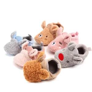 Baby Boys Girls Soft Plush Slippers Cartoon Toddler Infant Winter Warm House Shoes