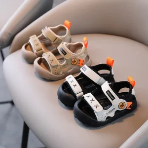 Baby Boys’ Sandals First Walkers Soft Sole Closed Toe Summer Shoes Anti Kick Breathable Beach Sandals for Infants