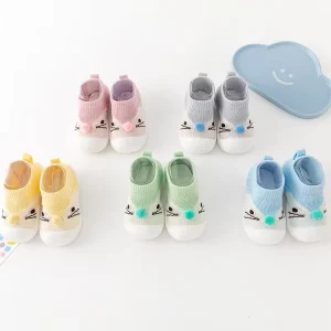 Baby Breathable Mesh Infant Toddler Cotton Sock Casual Shoes Soft Rubber Sole Baby Sock Shoes for Baby Boy & Girl Walking Shoes