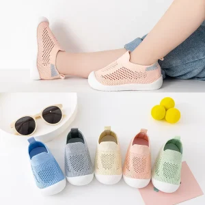Baby Breathable Mesh Toddler Sock Shoes Soft Rubber Sole Casual Loafers Lightweight Anti-Slip Prewalker Flat Shoes for Walking