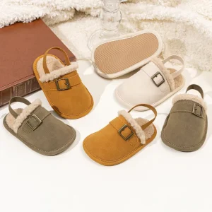 Baby Buckle Strap Shoes Cotton Lined Soft Sole Infant Warm Multi Color Casual Toddler Outdoor
