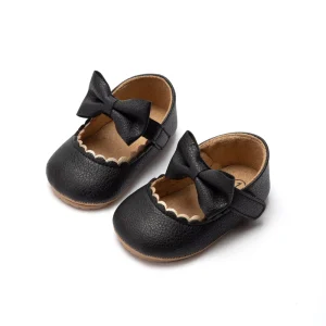 Baby Casual Shoes Infant Toddler Bowknot Non-Slip Rubber Soft-Sole Flat PU First Walker Newborn Bow Decor