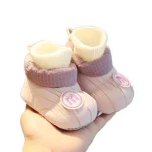 Baby Children’s Unisex Winter Soft Sole Fleece lined Thickened Warm Anti drop Toddler Shoes 0-1 Year Old