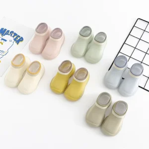 Baby Cotton Sock Shoes Anti Slip Rubber Soles Toddler Custom Baby Sock Shoes for Walking Girls and Boys