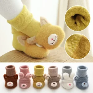 Baby Crew Socks Terry Non Slip Thickened Baby Floor Socks Indoor Cartoon Non Slip Toddler Baby Winter Shoes Baby Socks 0 3 Month