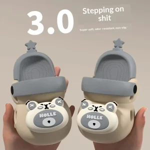 Baby Croc Shoes Children’s Slip-On Slippers Boys Summer Infant Girls Indoor Non-Slip EVA Home Cute Bear Sandals 14-22cm