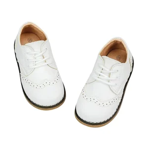 Baby Dress Shoes Children Wingtips Design Toddler Shoes Breathable White Formal Shoes for Kids