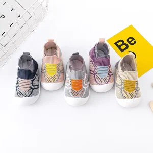 Baby First Walking Shoes Kid Trainers Toddler Boys Girls Soft Sole Non Slip Canvas Mesh Slip on Sneakers Outdoor M3783