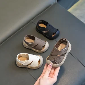 Baby First Walking Shoes Soft Mid Sole Cute Child friendly Anti collision Toe cap Toddler Outdoor Wear Magic Strap