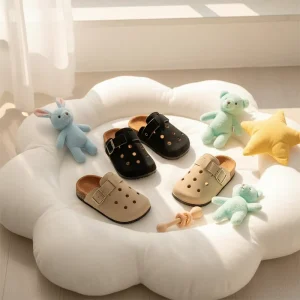 Baby Flat PVC Outdoor Clogs Half Retro Round Toe Children’s Shoes Kids Boys and Girls