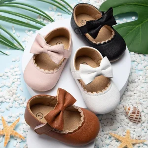 Baby Girl Dress Shoes Infant Soft PU Leather First Walking Shoes Toddler Designer Non Slip Princess Shoes