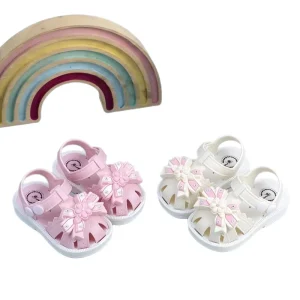 Baby Girl Sandals Cute Outdoor Fashionable Stain Resistant Floral Pattern Buckle Strap PVC Outsole All-season
