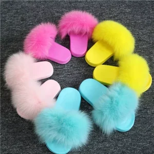 Baby Girl Shoes Furry Slide Slippers Kids Sandals With Fur