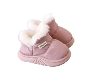 Baby Girl Waterproof PU Winter Boots Fur Furry Soft Snow Rain Boots for Children Boy Winter Warm Shoes