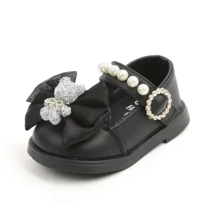 Baby Girls Kids Leather Shoes Ankle Boots Cartoon Bear Bow Knot Leather School Fashion Round Toe Princess Soft Sole Shoes