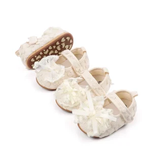 Baby Girls Lace Bow Princess Shoes Soft Sole Non Slip Infant First Walker Mary Jane Flats